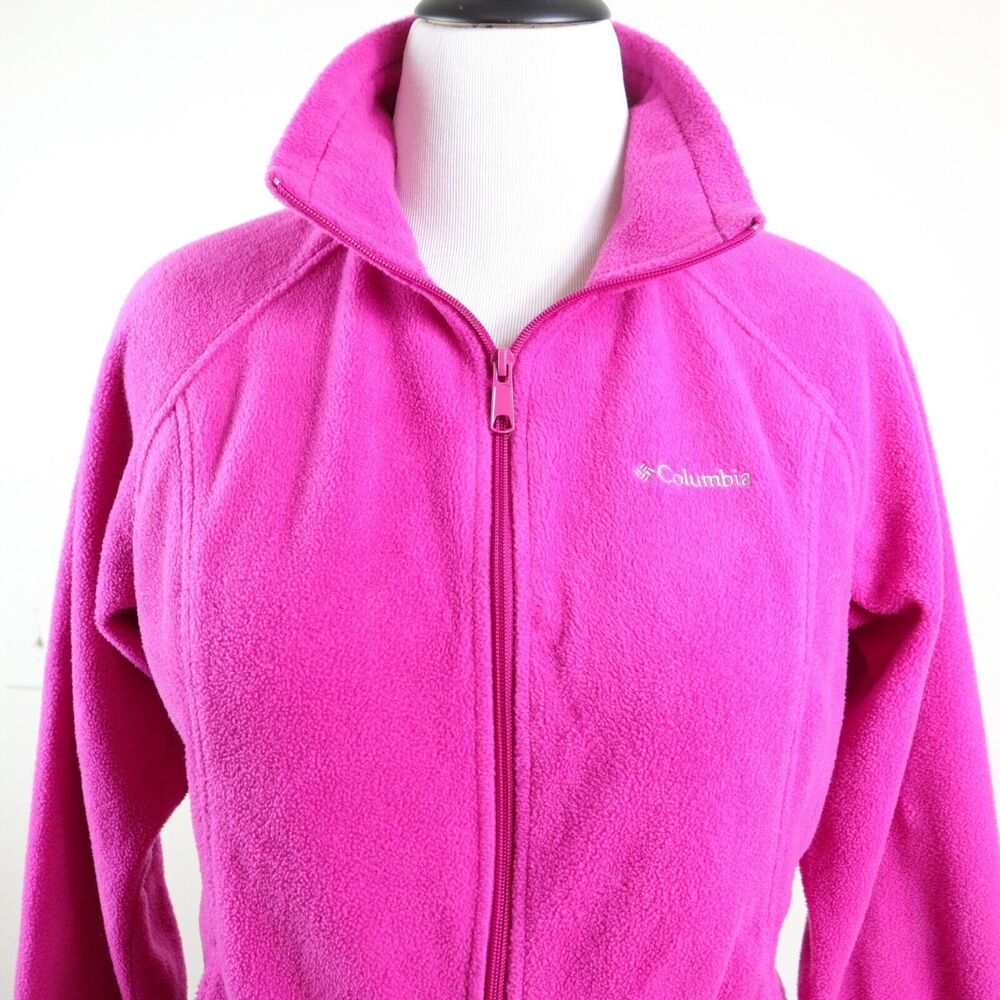 Columbia Women's L Fleece Full Zip Jacket Vibrant Pink Mock Neck - Picture 8 of 12